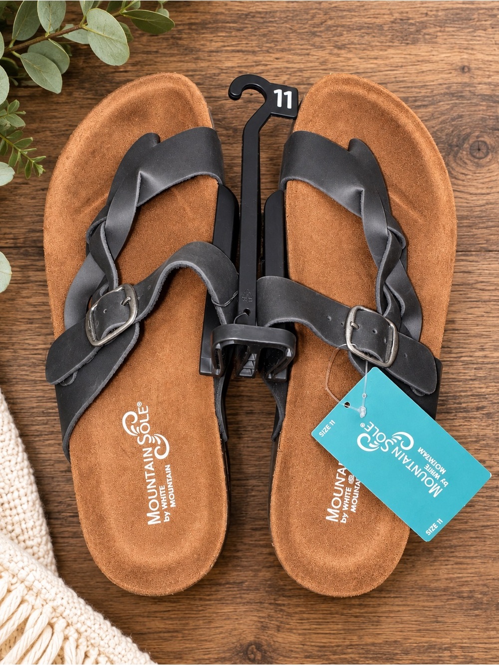 Women's Black Twisted Buckle Sandals